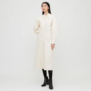 Uniqlo Long Sleeve Structured Shirt Dress - Cream